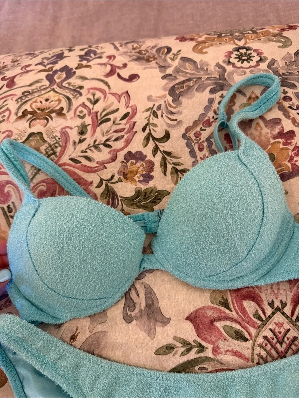 triangl swimwear aqua terry bikini top and strap